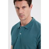 Tudors Erkek Slim Fit Dar Kesim %100 Pamuk Yeşil Polo Yaka Tişört - Yeşil1