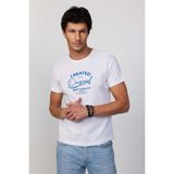 Tudors Erkek Slim Fit Dar Kesim %100 Pamuk Yumuşak Dokulu Baskılı Beyaz Bisiklet Yaka Tişört