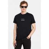 Tudors Erkek Slim Fit Dar Kesim %100 Pamuk Yumuşak Dokulu Baskılı Siyah Bisiklet Yaka Tişört - Siyah1 - 2XL