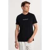 Tudors Erkek Slim Fit Dar Kesim %100 Pamuk Yumuşak Dokulu Baskılı Siyah Bisiklet Yaka Tişört - Siyah2 - 2XL