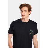 Tudors Erkek Slim Fit Dar Kesim %100 Pamuk Yumuşak Dokulu Baskılı Siyah Bisiklet Yaka Tişört - XL