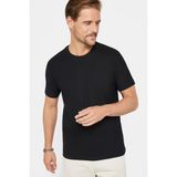 Tudors Erkek Slim Fit Dar Kesim %100 Pamuk Yumuşak Dokulu Desenli Siyah Bisiklet Yaka Tişört