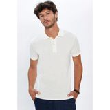 Tudors Erkek Slim Fit Dar Kesim %100 Pamuk Yumuşak Dokulu Düz Pike Ekru Polo Yaka Tişört - 2XL
