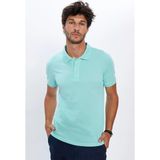 Tudors Erkek Slim Fit Dar Kesim %100 Pamuk Yumuşak Dokulu Düz Pike Mint Renk Polo Yaka Tişört