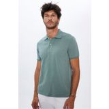 Tudors Erkek Slim Fit Dar Kesim %100 Pamuk Yumuşak Dokulu Düz Pike Yeşil Polo Yaka Tişört