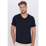 Tudors Erkek Slim Fit Dar Kesim %100 Pamuk Yumuşak Dokulu Lacivert V Yaka Tişört