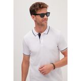 Tudors Erkek Slim Fit Dar Kesim %100 Pamuk Yumuşak Dokulu Serin Tutan Kumaş Düz Pike Beyaz Polo Yaka Tişört