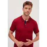 Tudors Erkek Slim Fit Dar Kesim %100 Pamuk Yumuşak Dokulu Serin Tutan Kumaş Düz Pike Bordo Polo Yaka Tişört