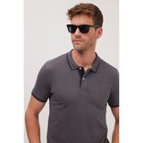 Tudors Erkek Slim Fit Dar Kesim %100 Pamuk Yumuşak Dokulu Serin Tutan Kumaş Düz Pike Füme Polo Yaka Tişört