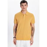 Tudors Erkek Slim Fit Dar Kesim %100 Pamuklu Sarı Renk Polo Yaka Tişört