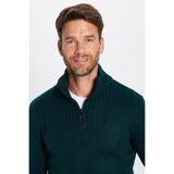 Tudors Erkek Slim Fit Dar Kesim Armürlü Fermuarlı Yeşil Dik Yaka Triko Kazak,Yeşil2 L