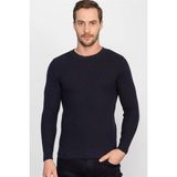 Tudors Erkek Slim Fit Dar Kesim Armürlü Kazak - Lacivert