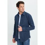 Tudors Erkek Slim Fit Dar Kesim Armürlü Oduncu Cepli Spor Yaka İndigo Gömlek