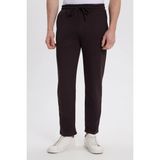 Tudors Erkek Slim Fit Dar Kesim Beli Bağcıklı 3 Cepli Geniş Paça Koyu Kahve Eşofman Altı - 2XL