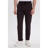 Tudors Erkek Slim Fit Dar Kesim Beli Bağcıklı 3 Cepli Geniş Paça Koyu Kahve Eşofman Altı
