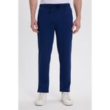 Tudors Erkek Slim Fit Dar Kesim Beli Bağcıklı 3 Cepli Geniş Paça Lacivert Eşofman Altı