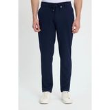Tudors Erkek Slim Fit Dar Kesim Beli Lastikli Bağcık Detaylı Lacivert Pantolon - XL