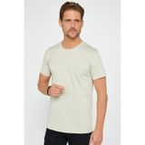 Tudors Erkek Slim Fit Dar Kesim Bisiklet Yaka %100 Organik Pamuk Yumuşak Dokulu Kısa Kol Taş Renk Tişört-31084-taş Taş