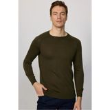 Tudors Erkek Slim Fit Dar Kesim Bisiklet Yaka Düz Yün Haki Triko Kazak