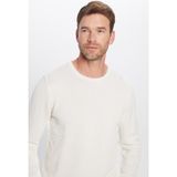 Tudors Erkek Slim Fit Dar Kesim Bisiklet Yaka Petek Desenli Beyaz Triko Kazak - 2XL