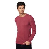 Tudors Erkek Slim Fit Dar Kesim Bisiklet Yaka Petek Desenli Bordo Triko Kazak,Kiremit S