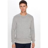 Tudors Erkek Slim Fit Dar Kesim Bisiklet Yaka Petek Desenli Gri Triko Kazak - 2XL