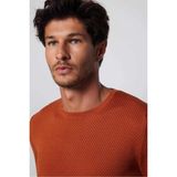 Tudors Erkek Slim Fit Dar Kesim Bisiklet Yaka Petek Desenli Tarçın Triko Kazak