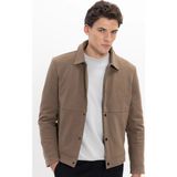 Tudors Erkek Slim Fit Dar Kesim Çift Cepli Çıtçıt Kapamalı Kahverengi Mont - XL