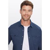 Tudors Erkek Slim Fit Dar Kesim Çift Cepli Denim Kot Lacivert Gömlek