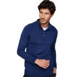 Tudors Erkek Slim Fit Dar Kesim Dik Yaka Düğmeli Triko Kazak,Lacivert M