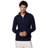 Tudors Erkek Slim Fit Dar Kesim Dik Yaka Fermuarlı Desenli Triko Kazak,Lacivert L
