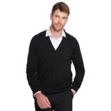 Tudors Erkek Slim Fit Dar Kesim Düğmeli Düz Pamuk Hırka - Siyah - XL