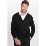 Tudors Erkek Slim Fit Dar Kesim Düğmeli Düz Pamuk Hırka - Siyah