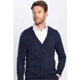 Tudors Erkek Slim Fit Dar Kesim Düğmeli Düz Tüylenmeyen Yumuşak Dokulu Lacivert Hırka