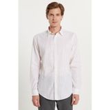 Tudors Erkek Slim Fit Dar Kesim Düğmeli Spor Yaka Keten Efekt%100 Pamuk Sarı Çizgili Yazlık Gömlek, XL
