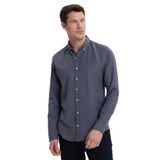 Tudors Erkek Slim Fit Dar Kesim Düz Oxford Armalı Yaka Düğmeli antrasit Spor Gömlek - 2XL