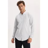 Tudors Erkek Slim Fit Dar Kesim Düz Oxford Armalı Yaka Düğmeli gri Spor Gömlek - 2XL
