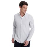 Tudors Erkek Slim Fit Dar Kesim Düz Oxford Armalı Yaka Düğmeli gri Spor Gömlek - XL