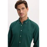 Tudors Erkek Slim Fit Dar Kesim Düz Oxford Armalı Yaka Düğmeli haki Spor Gömlek - 2XL