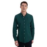 Tudors Erkek Slim Fit Dar Kesim Düz Oxford Armalı Yaka Düğmeli haki Spor Gömlek - XL