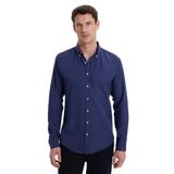 Tudors Erkek Slim Fit Dar Kesim Düz Oxford Armalı Yaka Düğmeli lacivert Spor Gömlek - XL