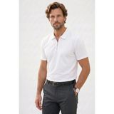 Tudors Erkek Slım Fit Dar Kesim Ekstra Soft Modal Kumaş Kısa Kollu Yarım Fermuarlı Beyaz Polo Yaka Tişört - 2XL