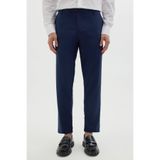 Tudors Erkek Slim Fit Dar Kesim Esnek Yan Cepli Bilek Boy Canvas Kesim Lacivert Pantolon