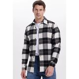 Tudors Erkek Slim Fit Dar Kesim Kareli Kışlık Oduncu Gömlek - Beyaz - 2XL