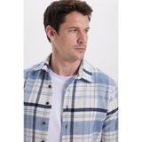 Tudors Erkek Slim Fit Dar Kesim Kareli Kışlık Oduncu Gömlek - Beyaz
