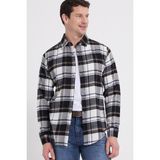 Tudors Erkek Slim Fit Dar Kesim Kareli Kışlık Oduncu Gömlek - Ekru - XL