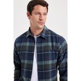 Tudors Erkek Slim Fit Dar Kesim Kareli Kışlık Oduncu Gömlek - Mint - XL