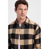 Tudors Erkek Slim Fit Dar Kesim Kareli Kışlık Oduncu Gömlek - Siyah - 2XL