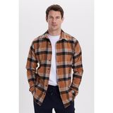 Tudors Erkek Slim Fit Dar Kesim Kareli Kışlık Oduncu Gömlek - XL