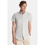Tudors Erkek Slim Fit Dar Kesim Kısa Kollu Spor Yaka Oxford Doku Pamuklu Gri Gömlek, 2XL Beden